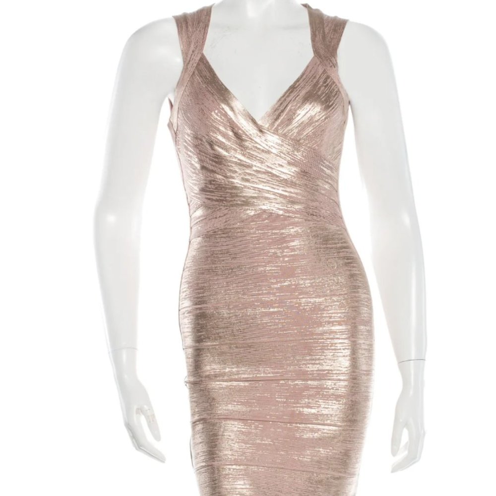 HERVE LEGER Iman Bandage Dress (Champagne)